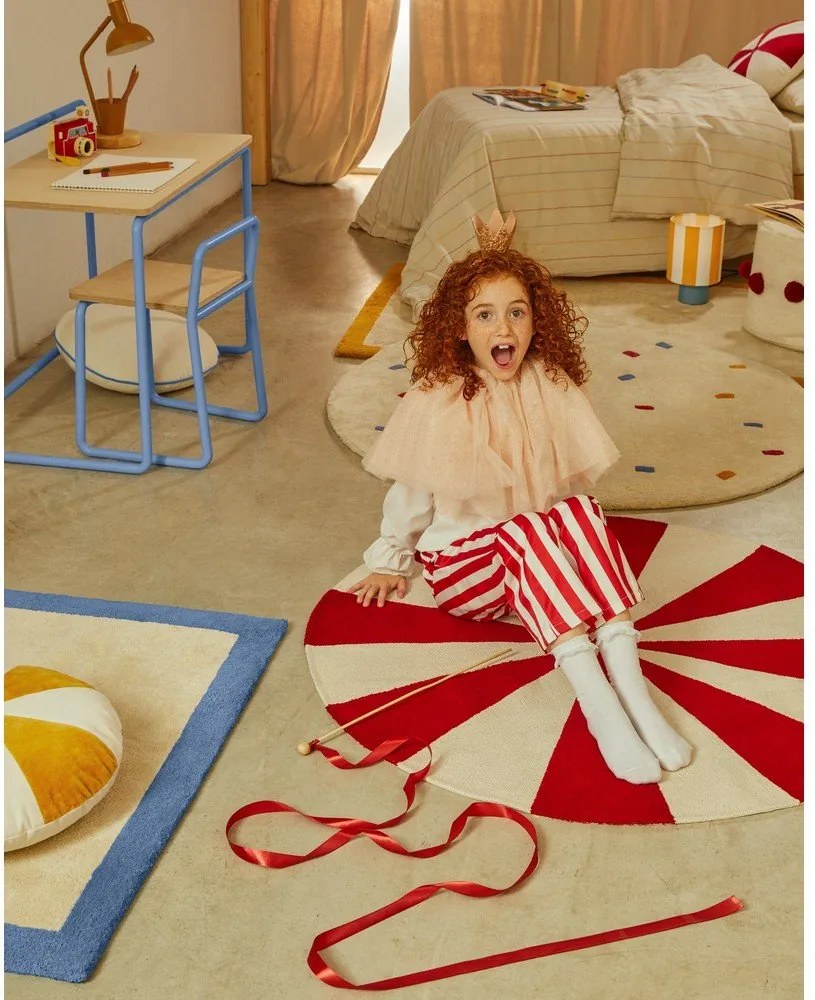 Czerwono-biały dywan dziecięcy z mieszanki bawełny ø100 cm Wirla – Kave Home