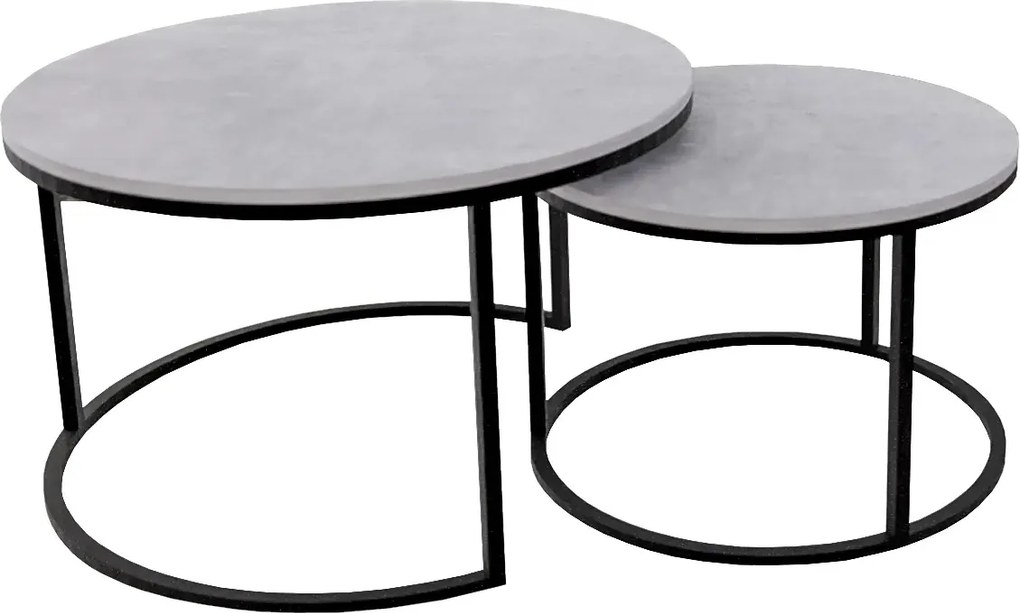 Komplet dwóch stolików kawowych loft szary + czarny B5-F29
