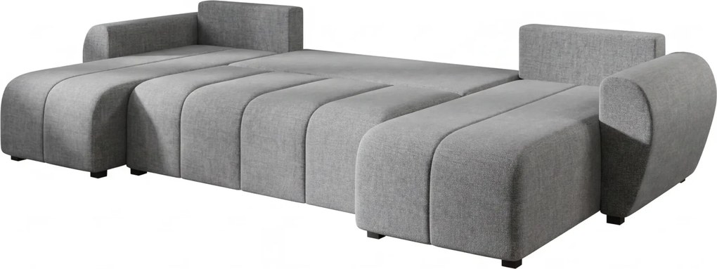 Rozkładana obustronna sofa w kształcie U SEVIO 311x145 cm, szara + 2 poduszki GRATIS