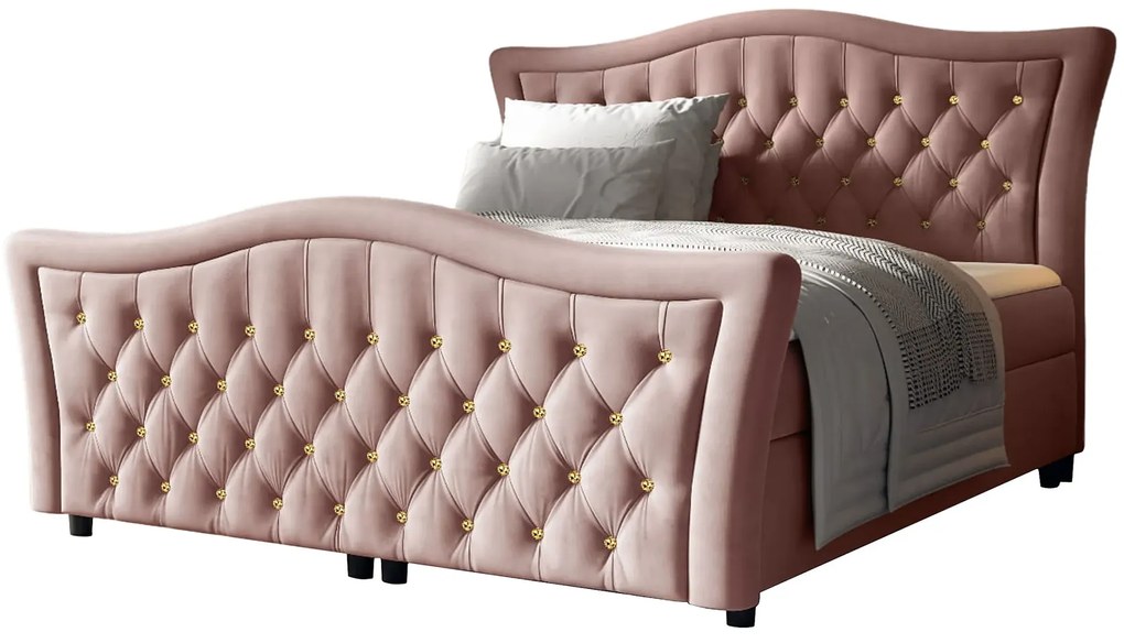 Różowe pikowane łóżko kontynentalne 5 rozmiarów B6-B40