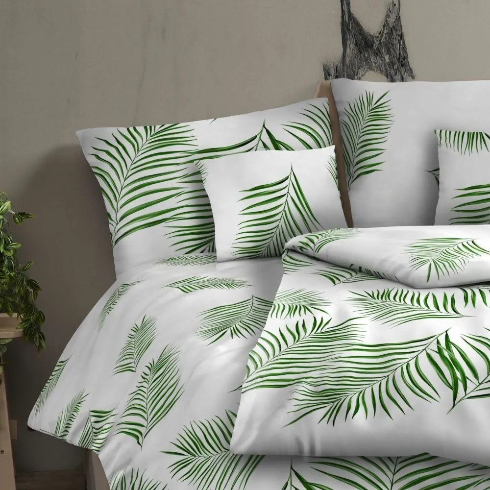 Kvalitex Bawełniana pościel Tropical biały, 220 x 200 cm, 2 szt. 70 x 90 cm
