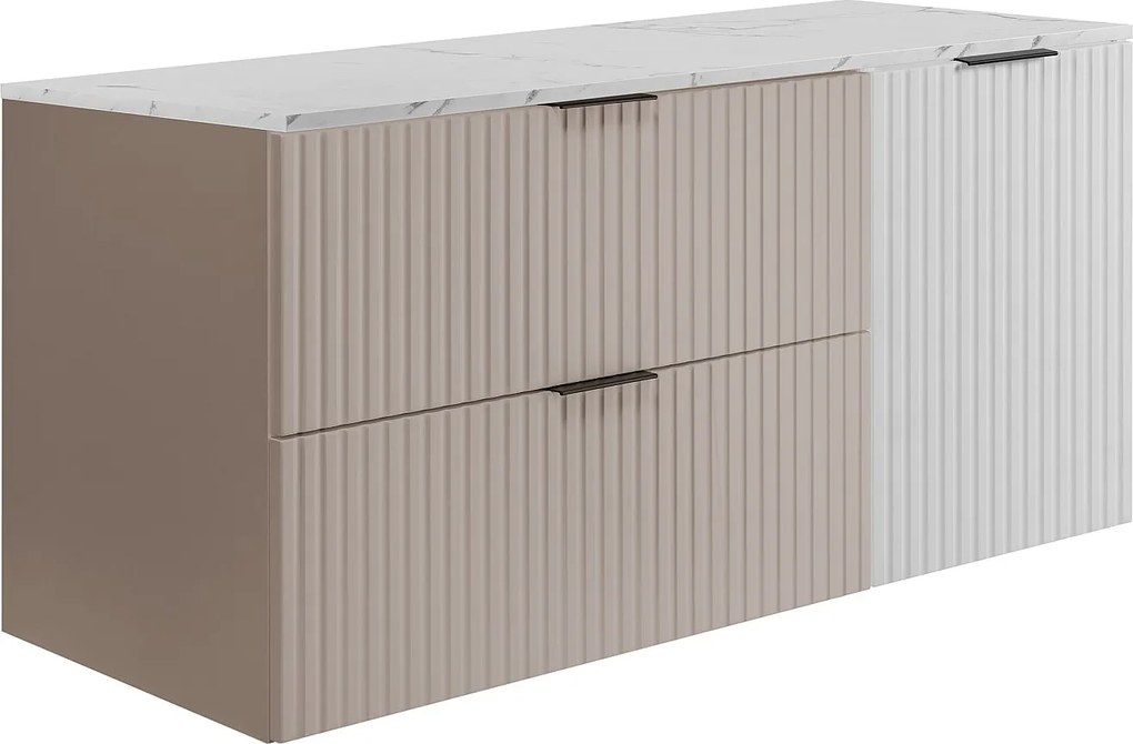 Wandhängender Badezimmerschrank, Kaschmir /weißem Marmor (MDF), 120 x 57 x 46 cm