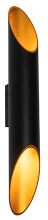 Nowoczesna lampa ścienna czarna ze złotym wnętrzem 5,6 cm - Organo