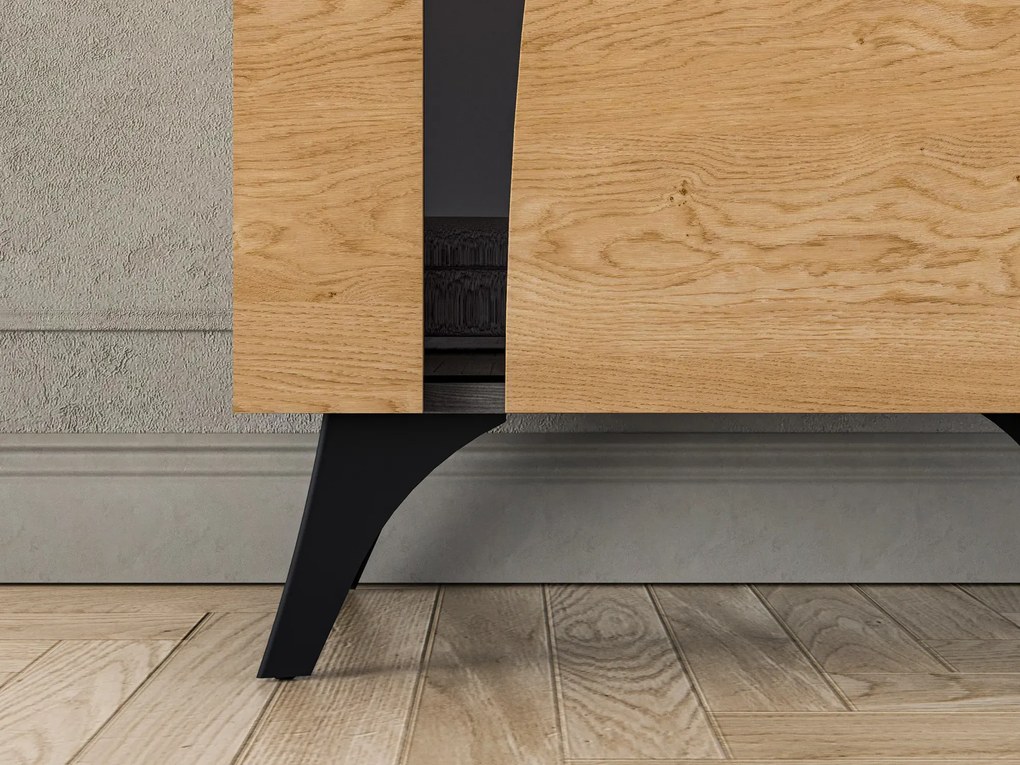 Witryna do salonu HESTIA 1W1D 58cm dąb/czarna prawa ML MEBLE