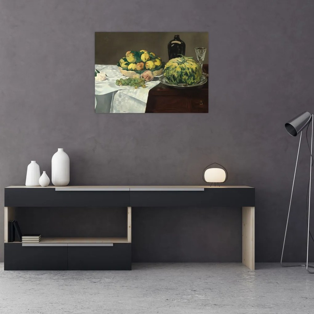 Obraz na szkle - Edouard Manet, Still Life with Melon and Peaches, reprodukcje (70x50 cm)