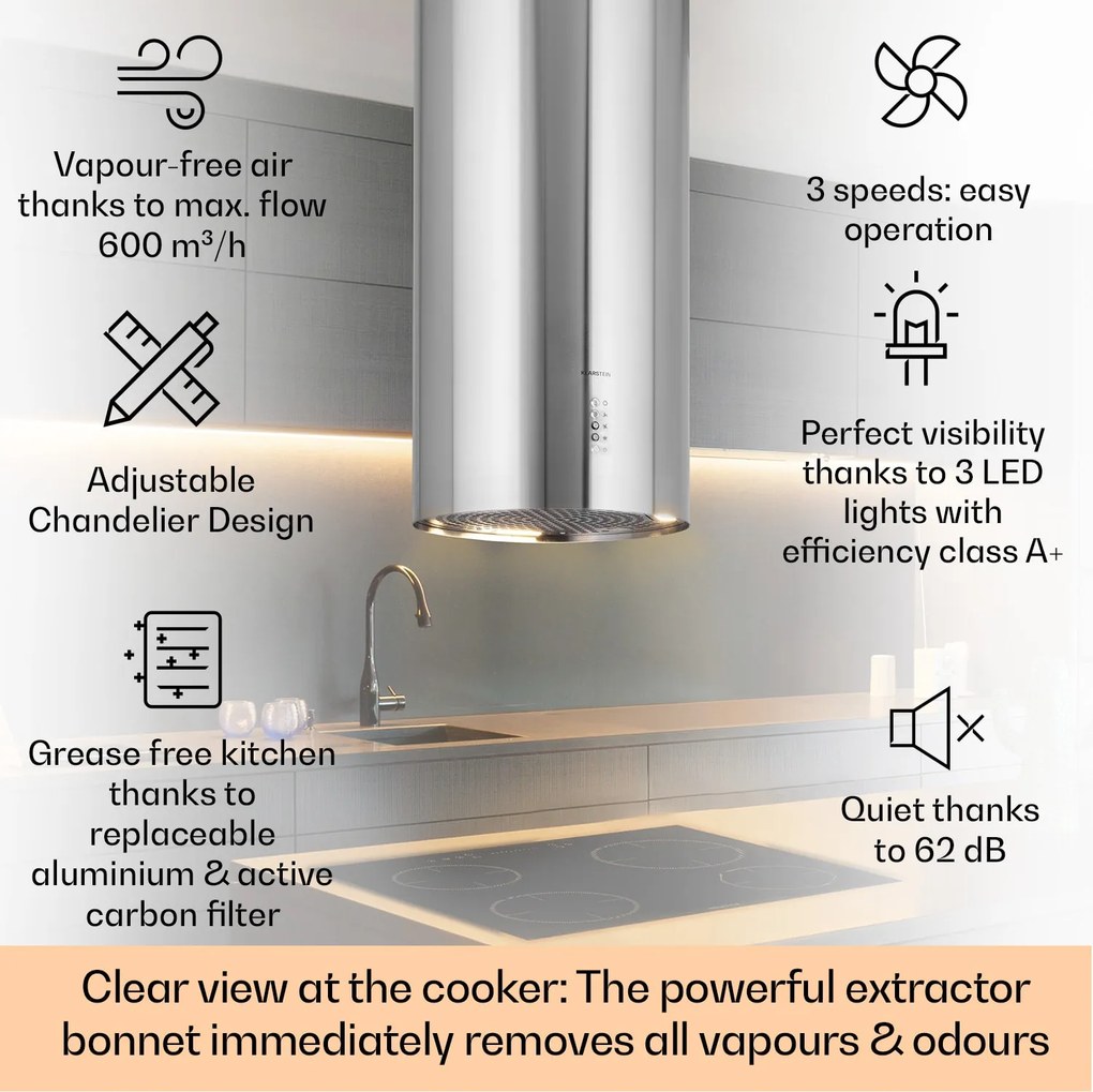 Klarstein Bolea Okap wyspowy 38 cm