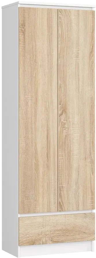 Minimalistyczny regał do salonu biały + dąb sonoma L6-K43
