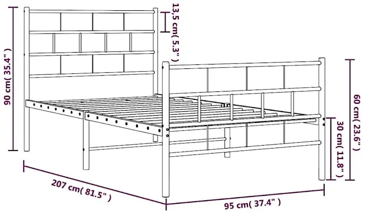Czarne Pojedyncze Łóżko 90X200 B0-N23
