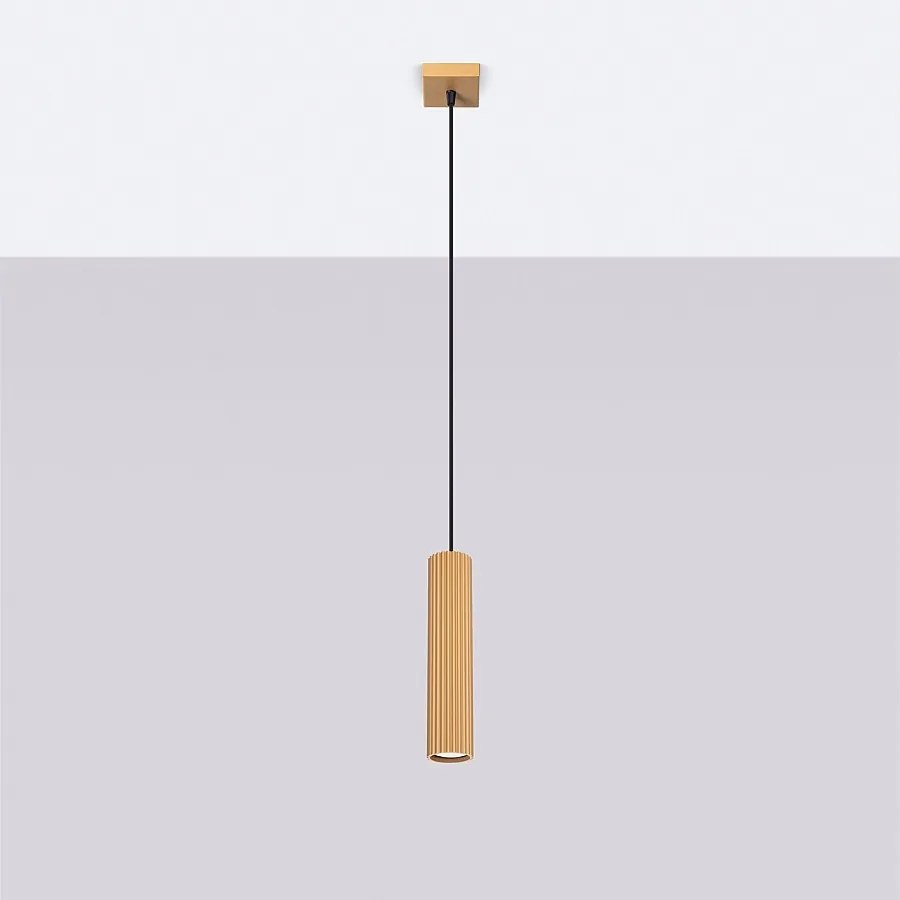 Lampa wisząca minimalistyczny Gloow, aluminium - 1 źródło światła 4000K - L.8 x H.118 cm - złoty