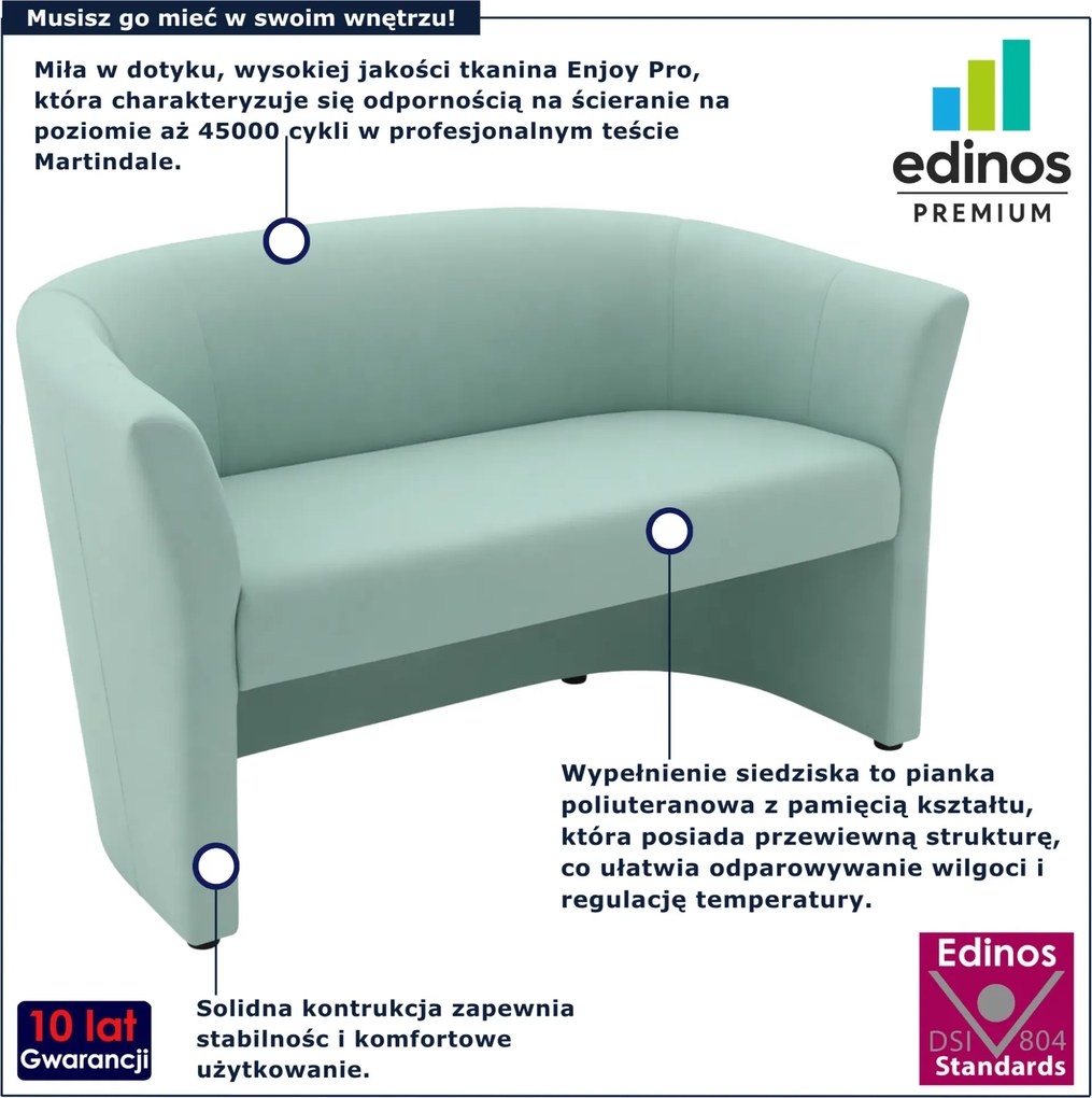 Miętowa sofa w stylu nowoczesnym B1-G25