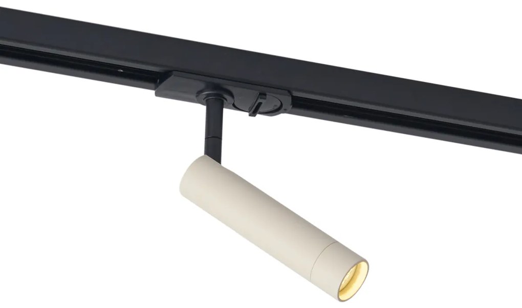 Nowoczesny reflektor beżowy z czarnym do systemu szynowego 1-fazowego - Iconic Ivy