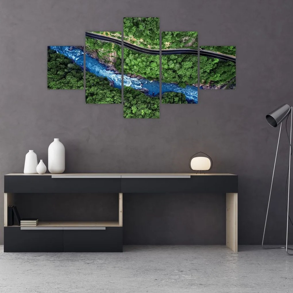 Obraz - Rzeka między górami, Kaukaz, Rosja (125x70 cm)