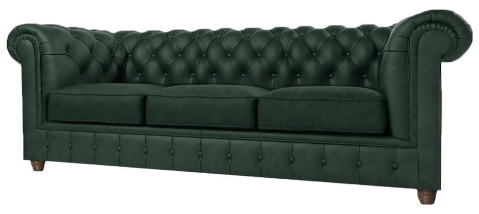 Ciemnozielona aksamitna sofa 230 cm Cambridge – Ropez