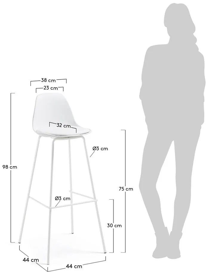 Biały hoker z imitacji skóry (wysokość siedziska 75 cm) Brighter – Kave Home