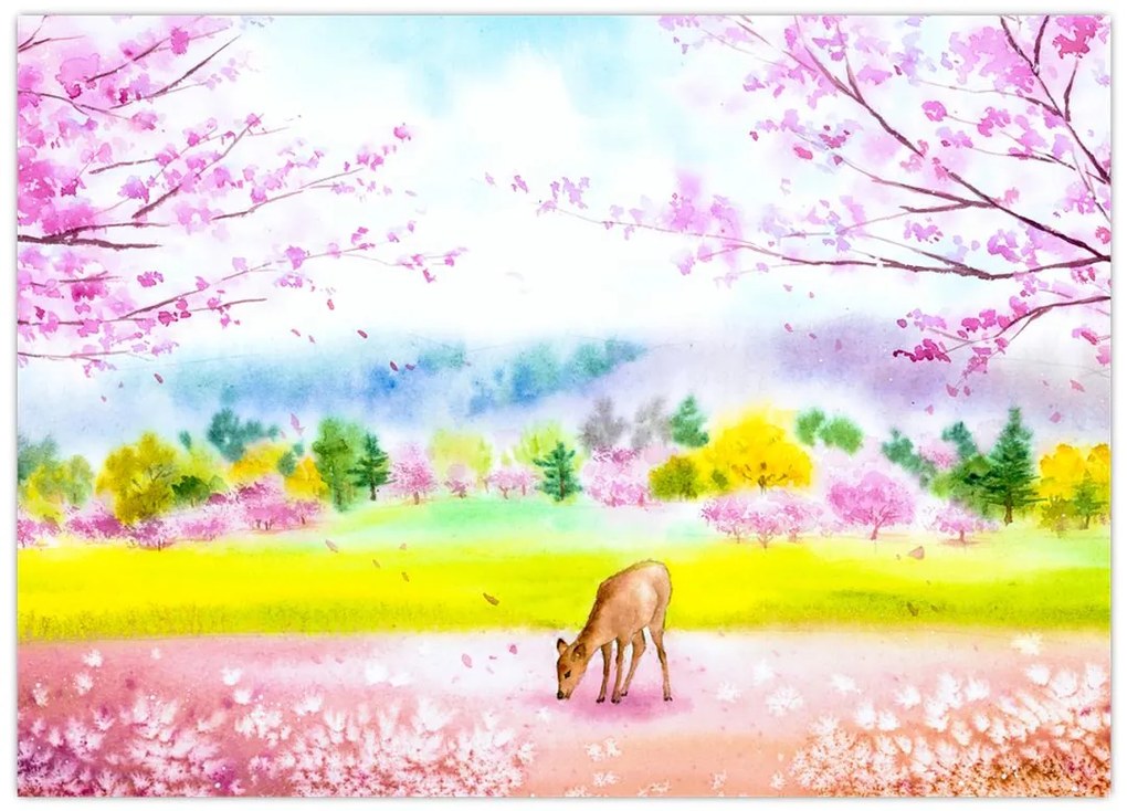 Obraz - Malowana sarna, akwarela (70x50 cm)
