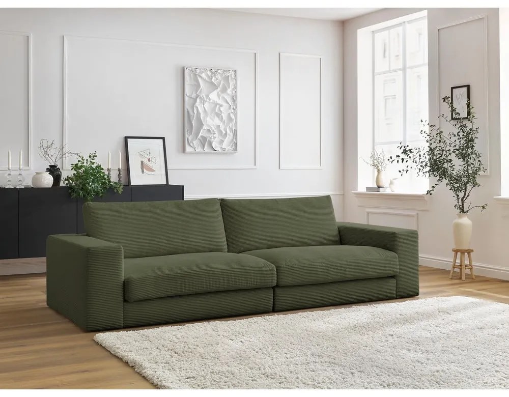 Zielona sztruksowa sofa 274 cm Leonard – Bobochic Paris