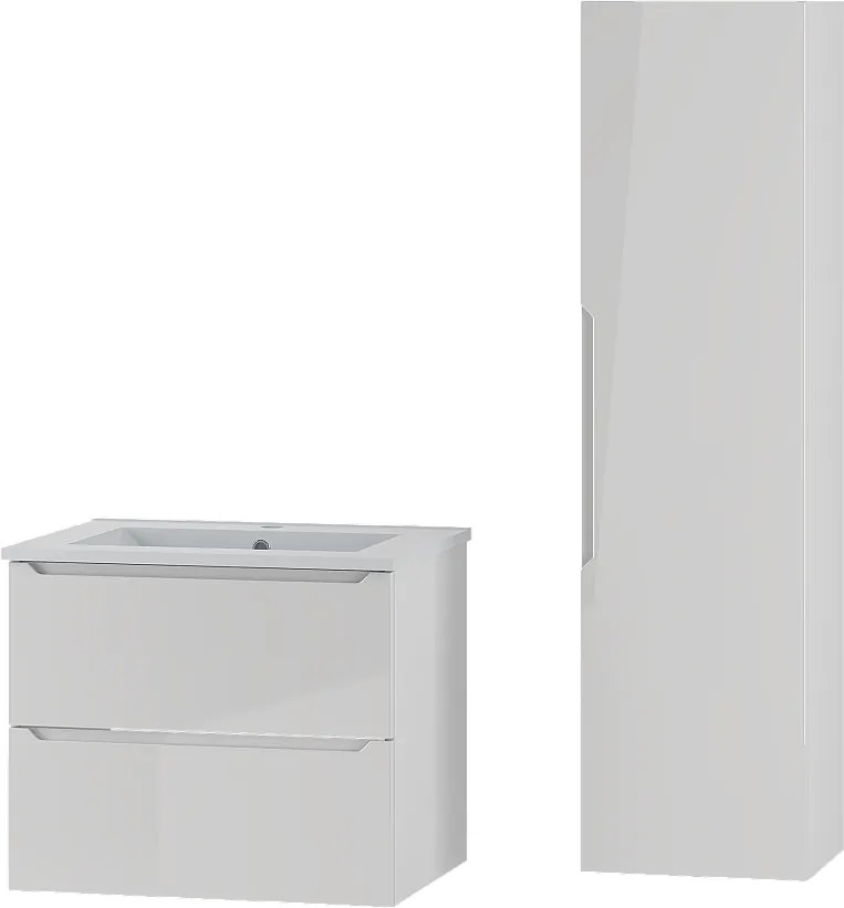 Biały Zestaw do Łazienki 60cm Szafka z Umywalką Słupek Etna