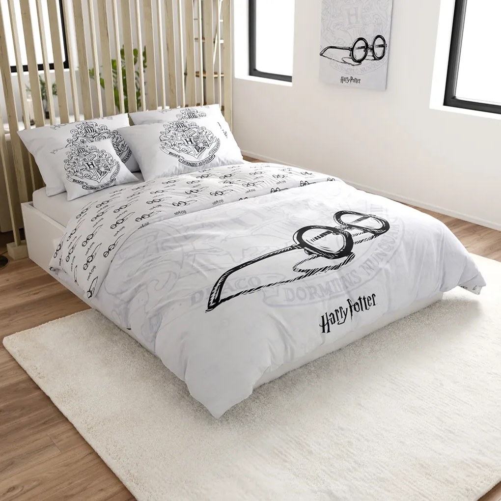 PrzytulneMieszkanie.pl PrzytulneMieszkanie.pl Pościel świecąca HARRY POTTER VISION biała Rozmiar pościeli: 70 x 90 cm | 140 x 200 cm