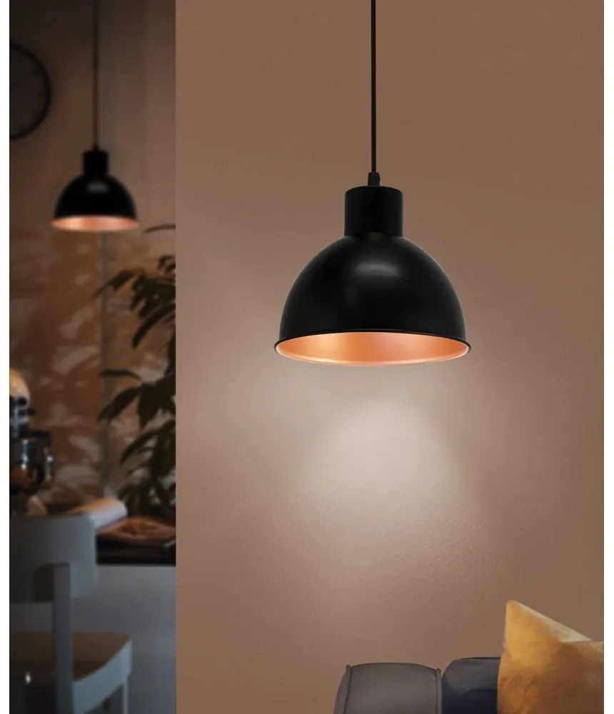 Czarno-brązowa lampa wisząca z metalowym kloszem ø 21 cm TRURO 1 – EGLO