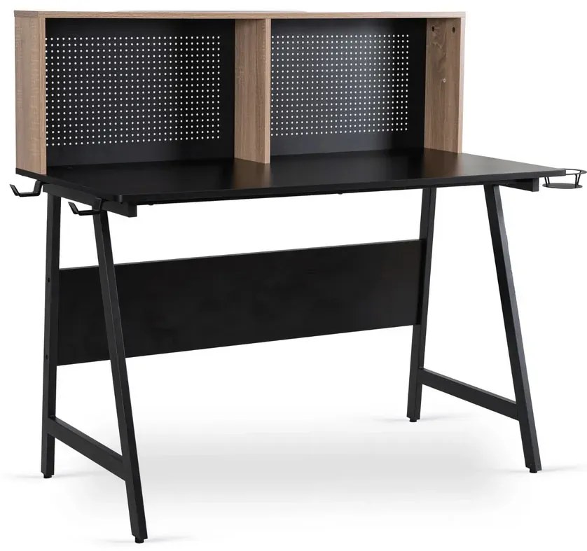 Loftowe biurko dla gracza brazowy + czarny E3-P96