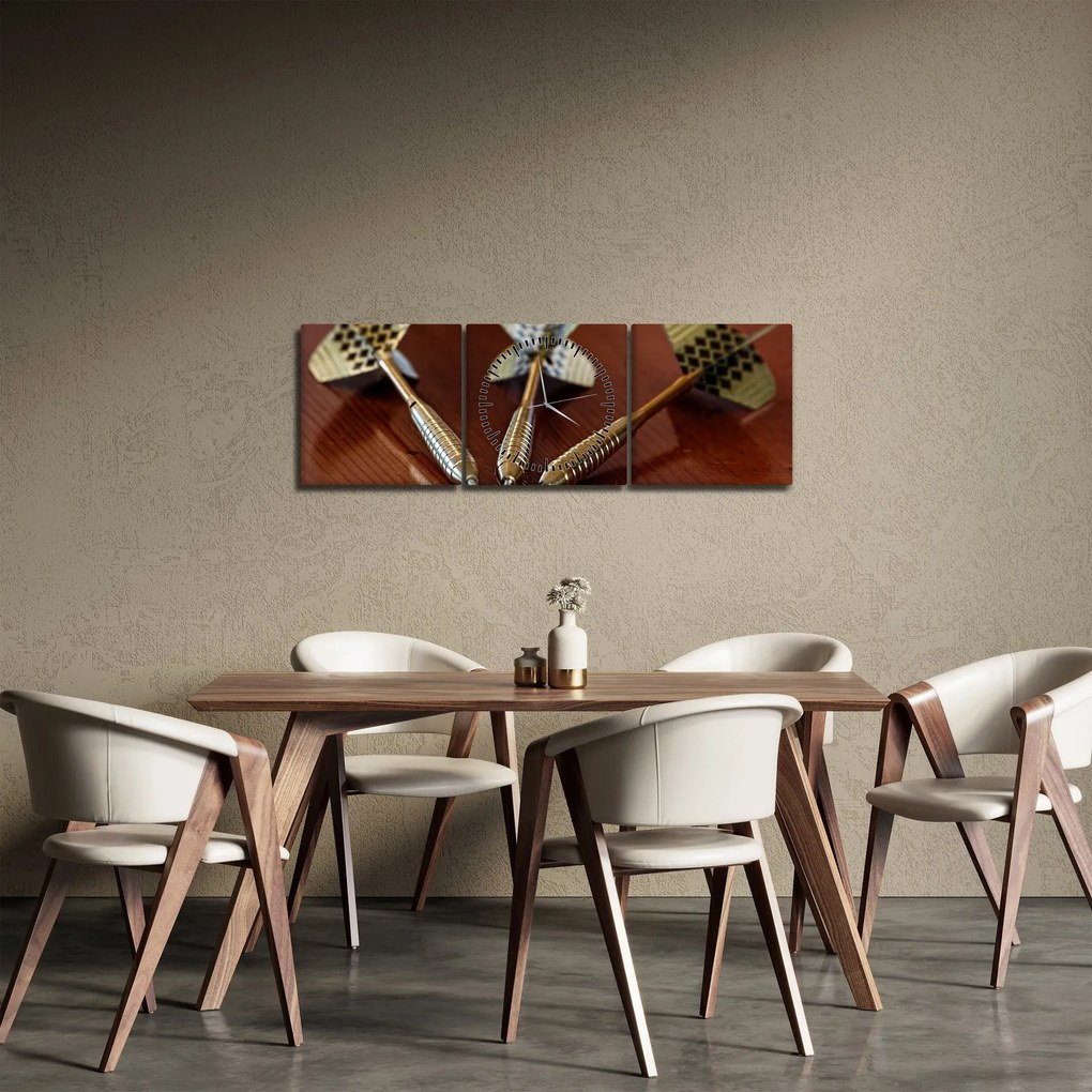 Obraz trzech strzałek (z zegarem) (90x30 cm)