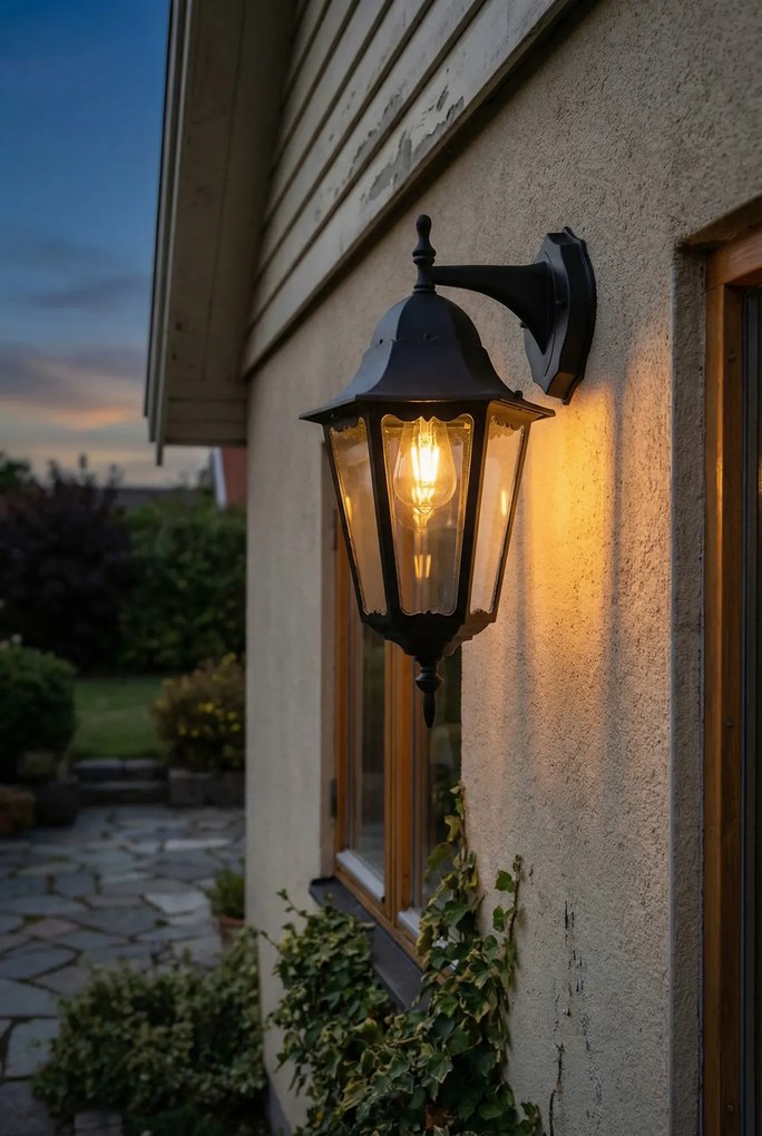 Czarny kinkiet zewnętrzny elewacyjny T1-H09