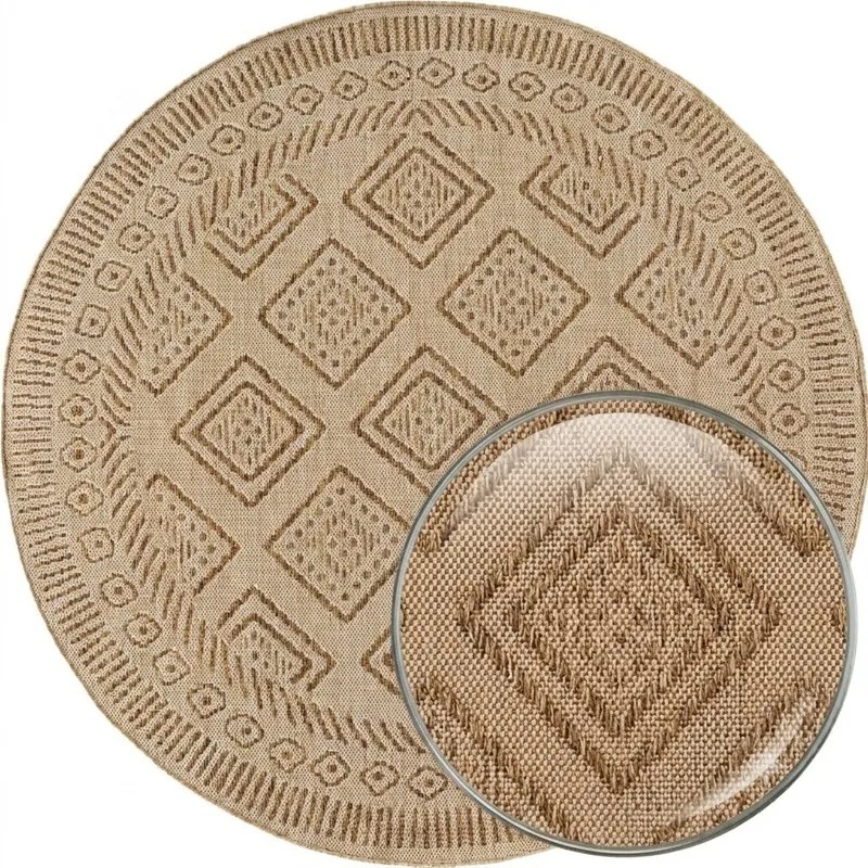 Dywan uniwersalny MIRA Romby Beżowo Brązowe koło 120 cm x 120 cm