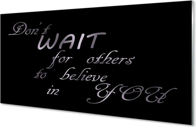 Panel szklany do Kuchni Napis w Stylu Metalicznym