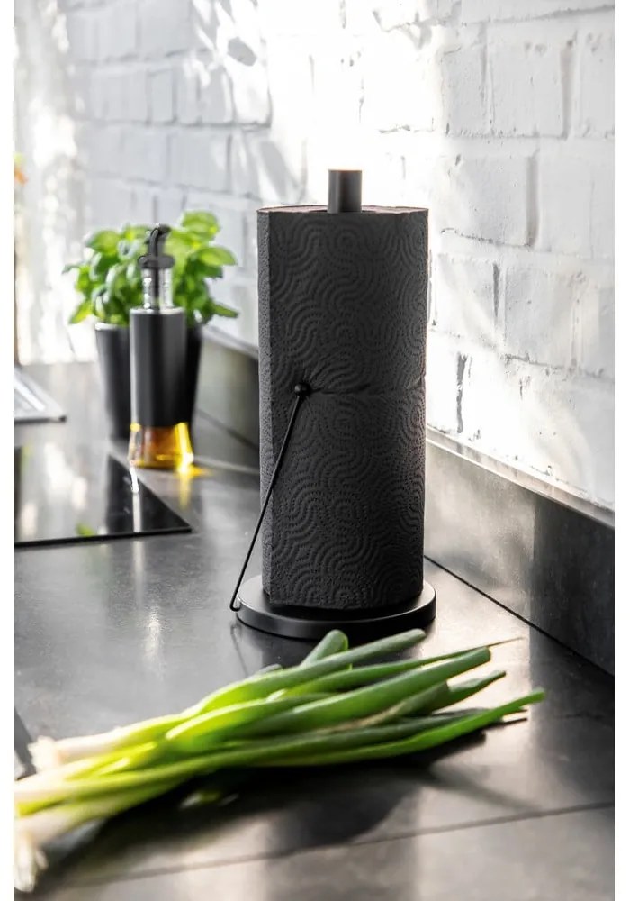 Czarny metalowy stojak na ręczniki papierowe Wenko Black Outdoor Kitchen Clayton