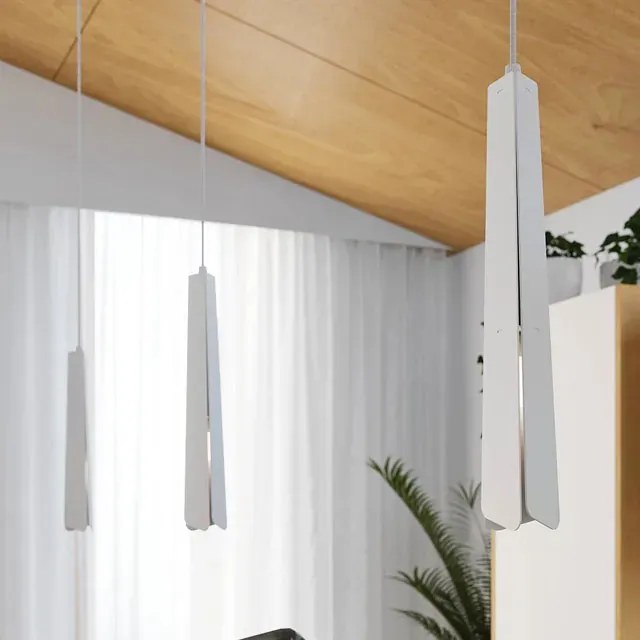 Biała lampa wisząca z 3 długimi kloszami - 27X A610 G9-F57