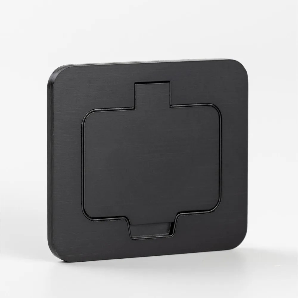 Brilagi - Zewnętrzne wpuszczane gniazdo podłogowe IP55, czarne, prostokątne