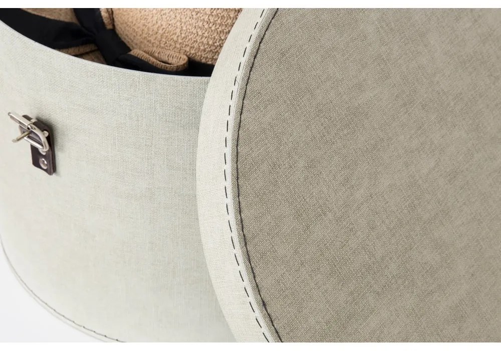 Beżowe kartonowe pojemniki zestaw 2 szt. z pokrywką ø 37,5x25 cm Rut Canvas Paper Laminate – Bigso