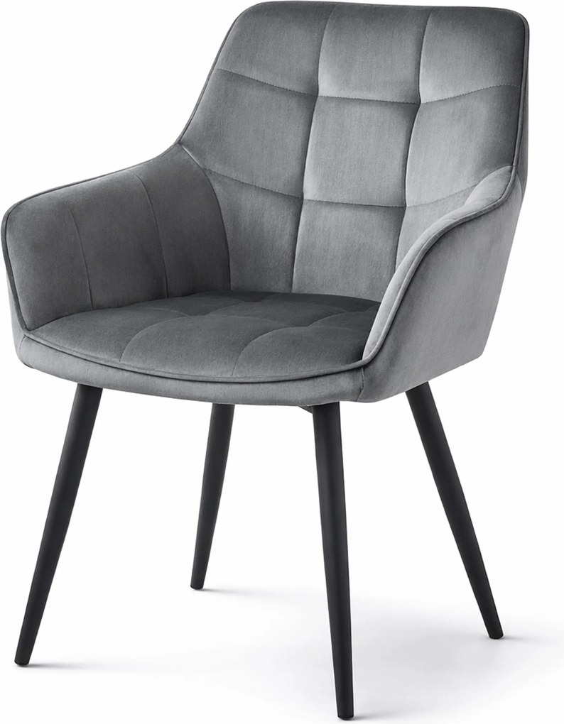 Krzesło jadalniane VARSI VELVET z czarnymi nogami, szare