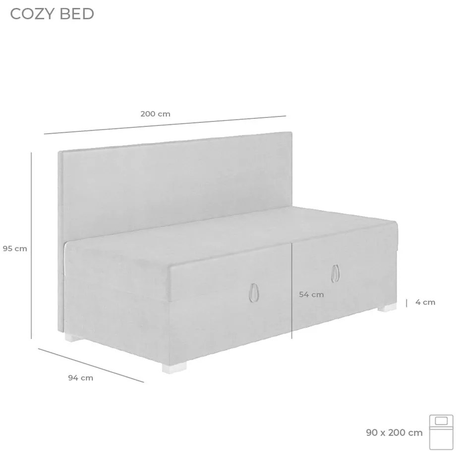 Ciemnoniebieskie łóżko dziecięce z miejscem do przechowywania i materacem 90x200 cm Cozi - Ghado