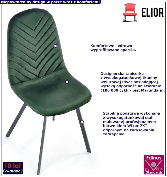 Zielone welurowe krzesło pikowane D1-D04