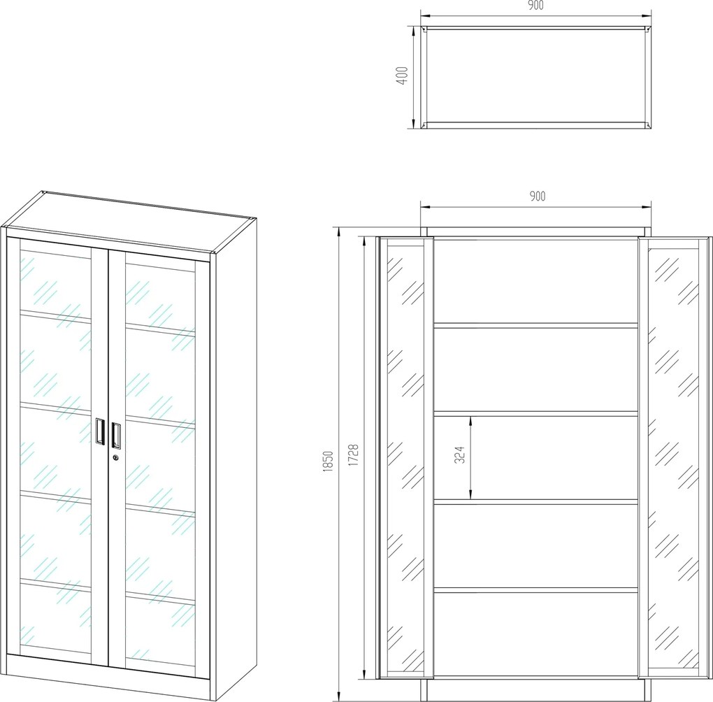 Przeszklona szafa medyczna Amelia 90x40x185 cm biała