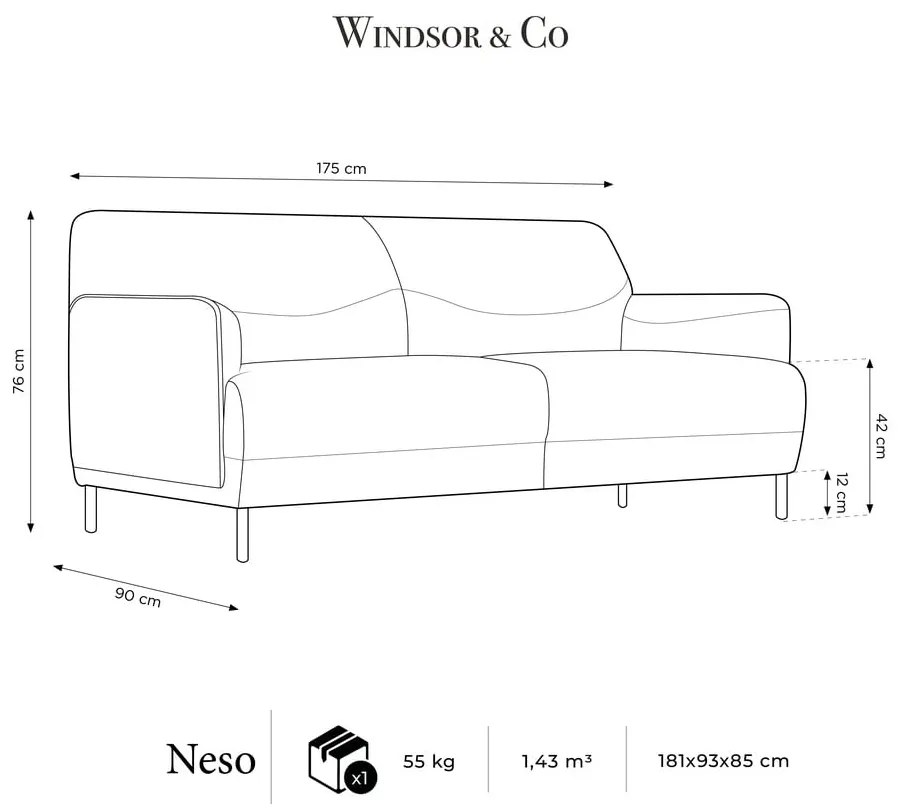 Jasnoszara sofa Windsor &amp; Co Sofas Neso, 175 cm