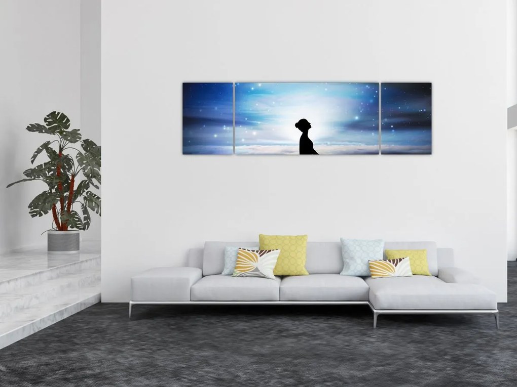 Obraz medytującej kobiety (170x50 cm)