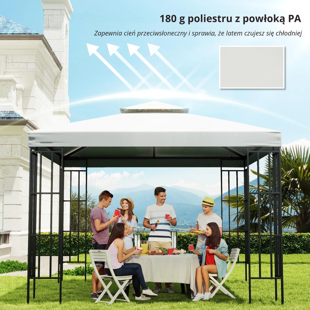 Outsunny Zapasowy Dach do Pawilonu Ogrodowego - Poliester, Kremowy Kolor, 3x3m - Ochrona przed Słońcem