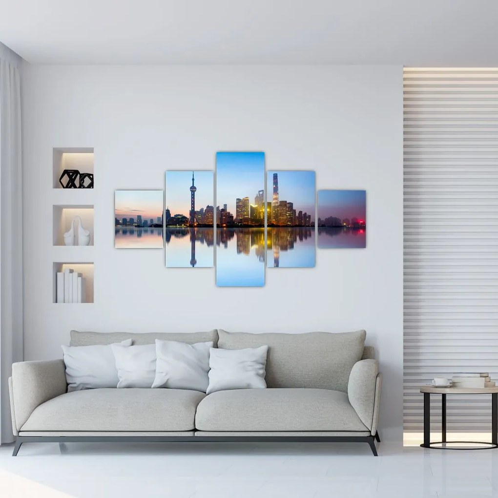 Obraz porannego nieba nad Szanghajem (125x70 cm)