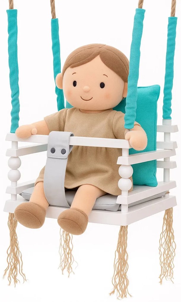 Turkusowa huśtawka dziecięca 3w1 B0-W04