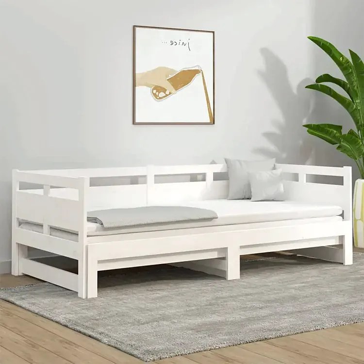 Białe sosnowe łóżko rozsuwane 2x(90x200) cm - Givefi 4X