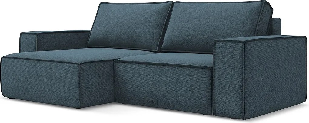 Narożnik lewostronny z funkcją spania - z tkaniny strukturalnej - jeans - KIMO