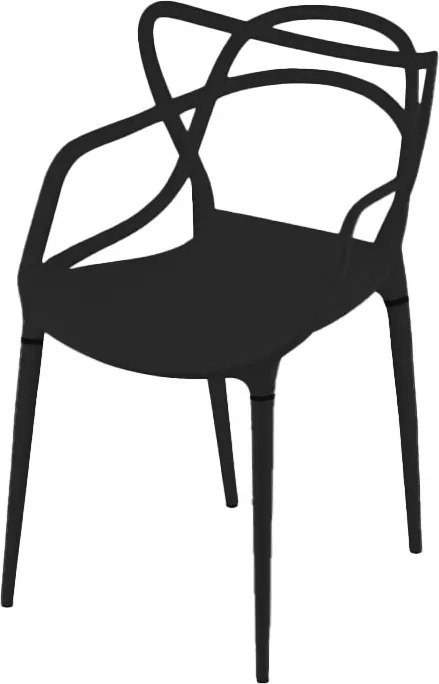 Zestaw 4 czarnych plastikowych krzeseł KATO
