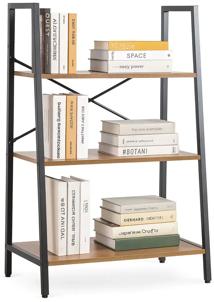 Metalowy niski regał na książki czarny + orzech E5-S23