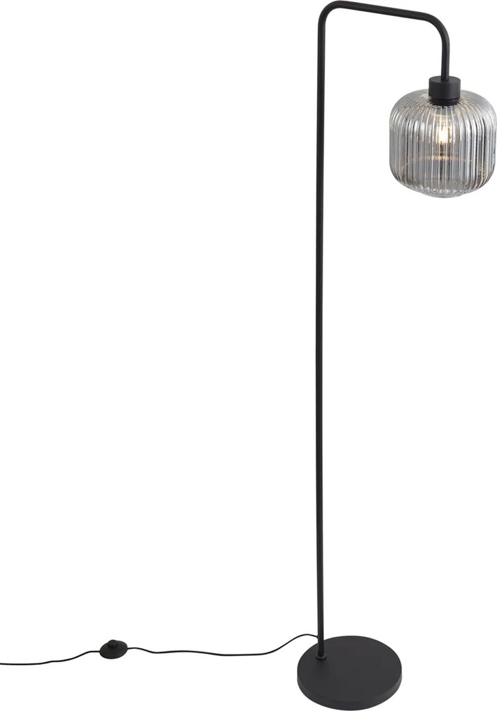 Inteligentna lampa podłogowa czarna z przydymionym szkłem z WiFi A60 - Ana