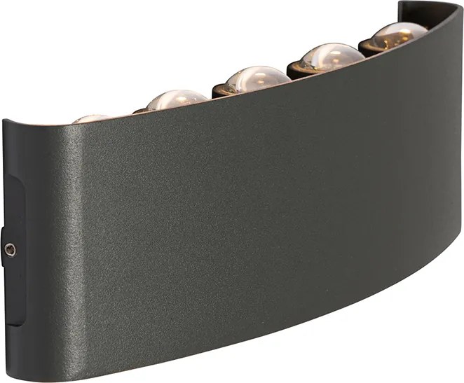 Lampa ścienna zewnętrzna ciemnoszara z LED 10-punktowym IP54 - Silly