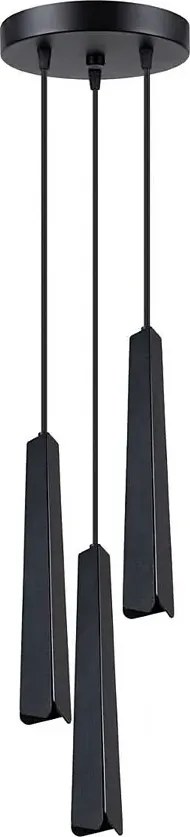 Czarna metalowa lampa wisząca z 3 smukłymi kloszami - A610 N0-K46
