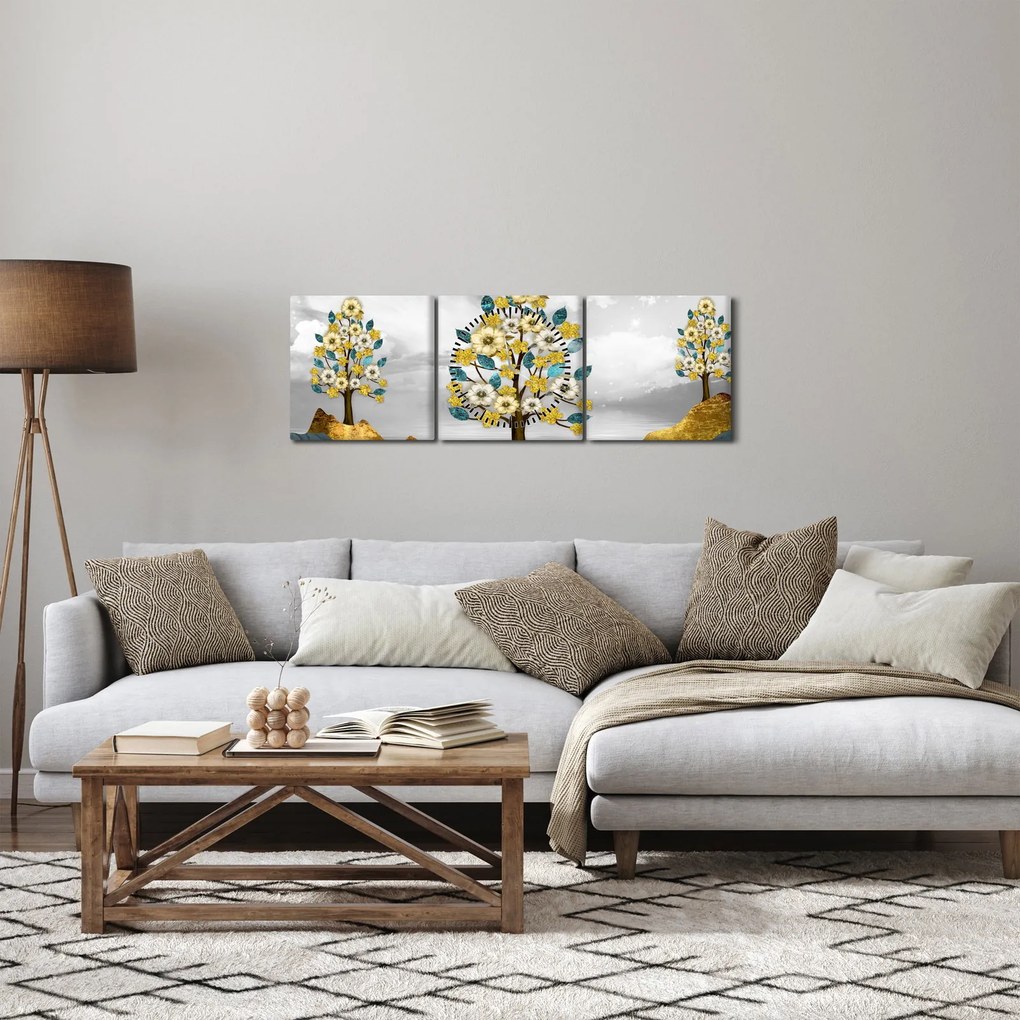Obraz - Kwitnienie (z zegarem) (90x30 cm)