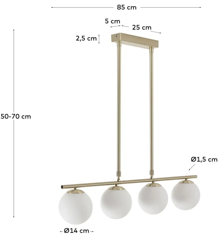 Lampa sufitowa w biało-złotym kolorze ze szklanym kloszem ø 14 cm Mahala – Kave Home